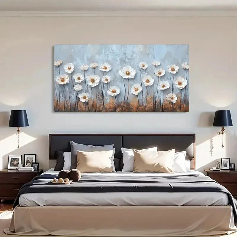 Vintage Floral Abstract Floral Wall Art Canvas Office Home Room Framed 80x45cm