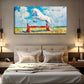 White Horse Crossing Obstacle Wall Art Canvas Office Home Room Framed 120x60cm