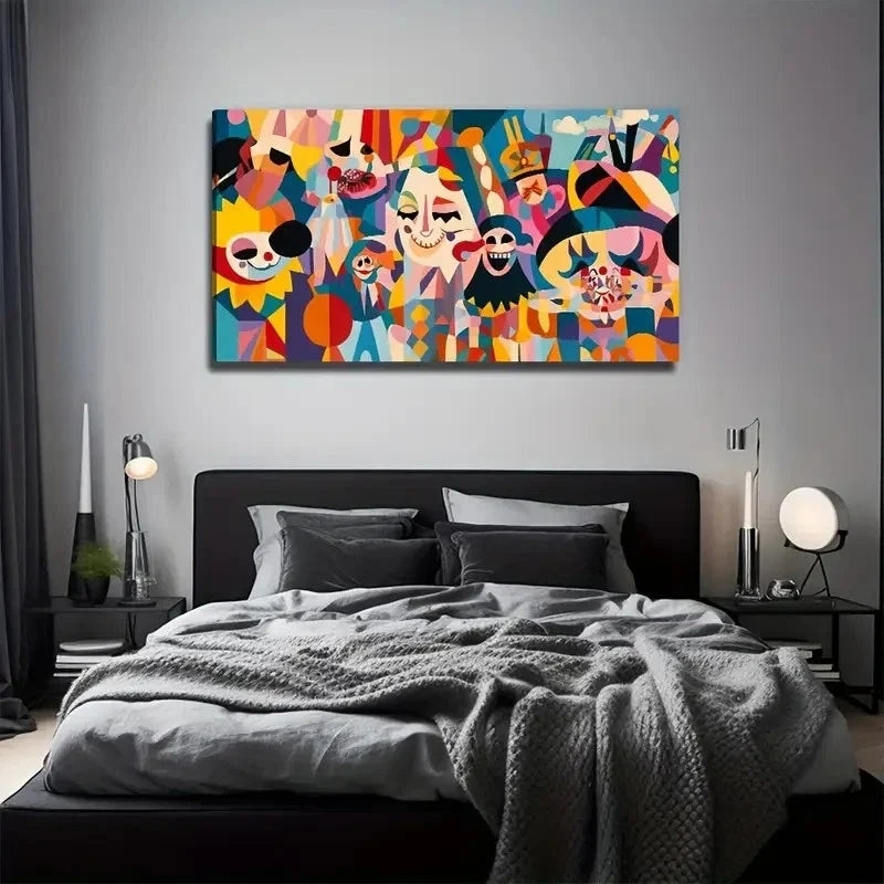 Clown Face Suitable Wall Art Canvas Office Home Room Framed 120x60cm