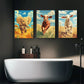 3pcs Abstract Animals Running Towards Bright Sky Metal Print Ready to Hang Art