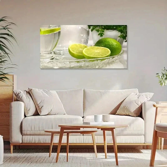 Summer Lime & Mojito Wall Art Canvas Office Home Room Framed 120x60cm