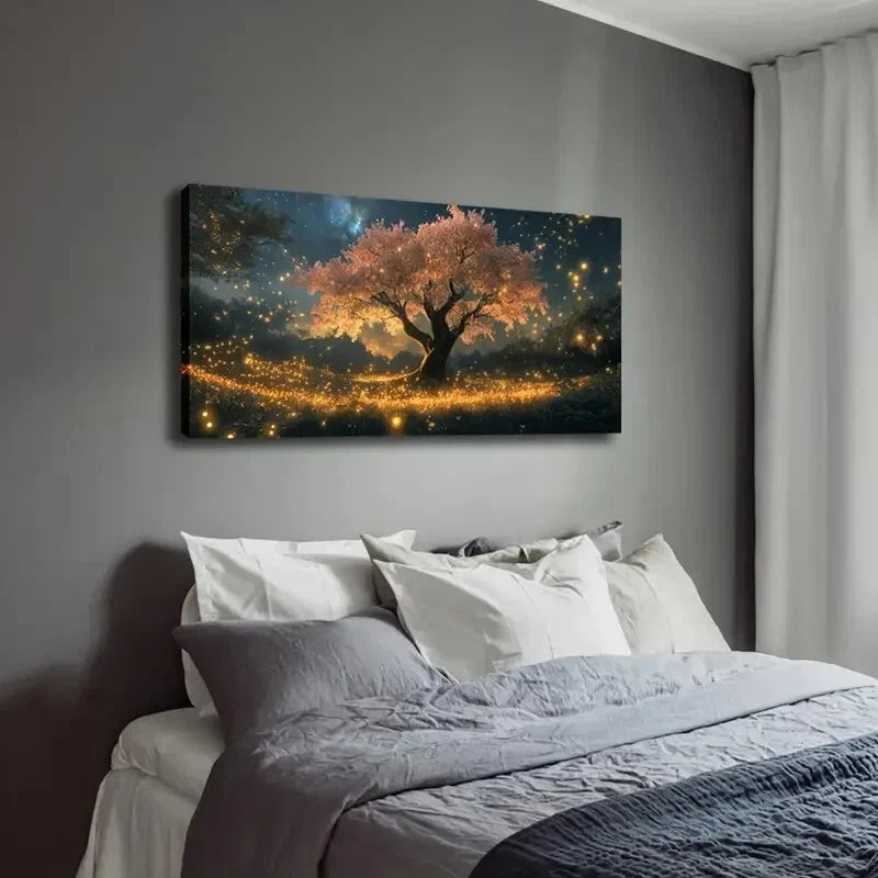 Warm Yellow Glow Petals Modern Wall Art Canvas Office Home Room Framed 120x60cm