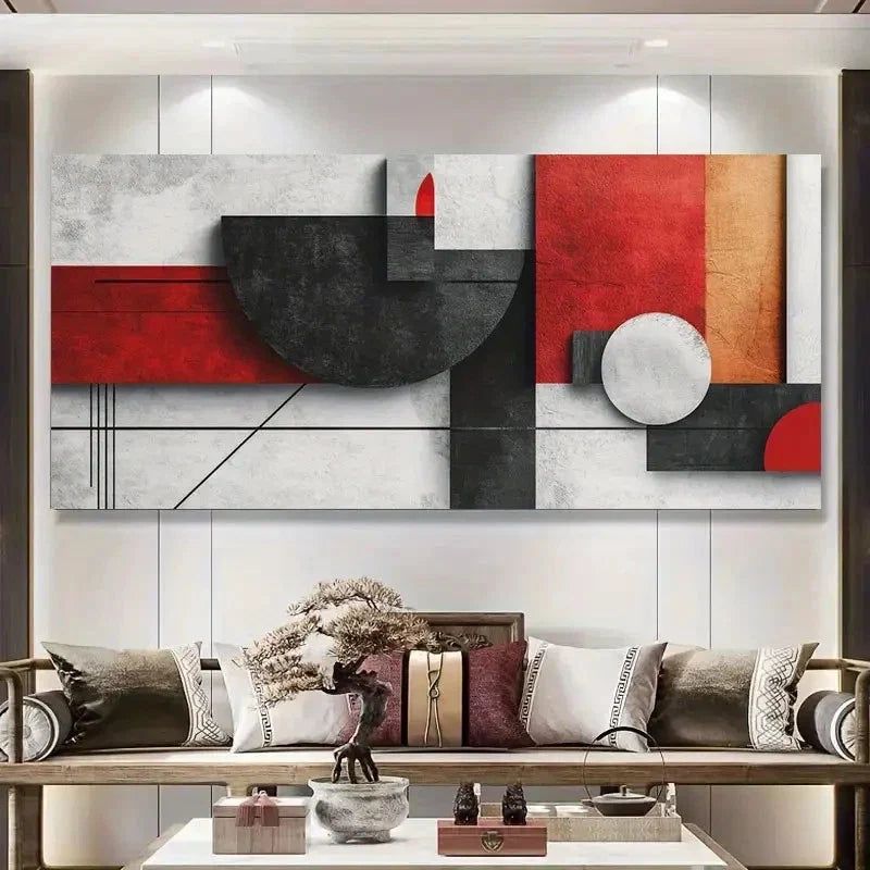 Abstract Geometric Shapes Wall Art Canvas Office Home Room Framed 120x60cm