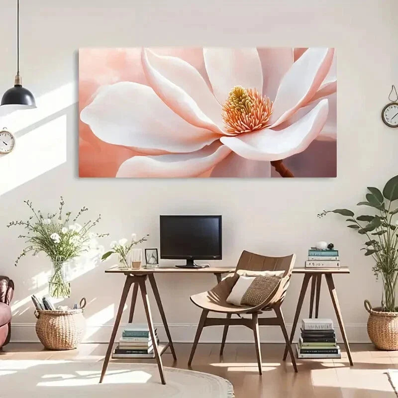 Delicate Blossom Soft Pastel Wall Art Canvas Office Home Room Framed 120x60cm