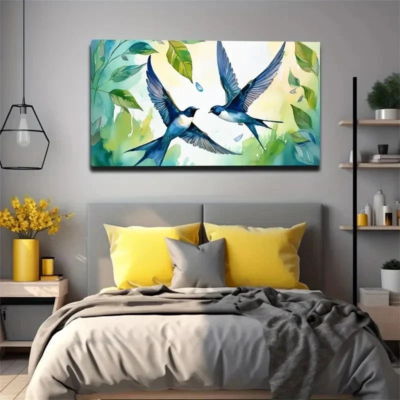 Lively Birds Flying Popular Wall Art Canvas Office Home Room Framed 120x60cm