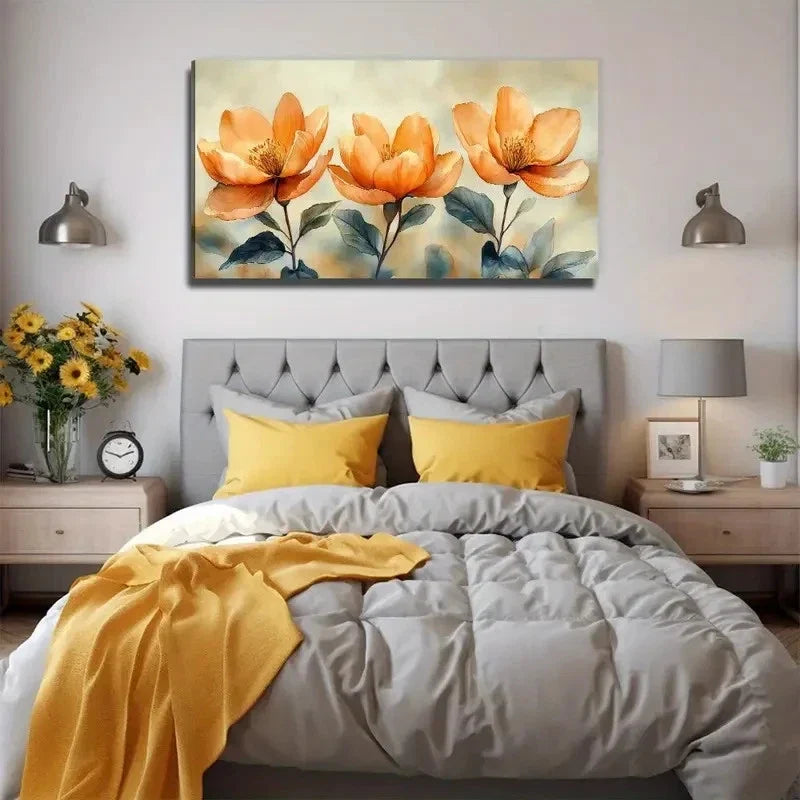 Beautiful Camellias Suitable Wall Art Canvas Office Home Room Framed 80x45cm