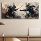 3pcs Two Samurai Fighting Oil Painting Metal Print Ready to Hang Art