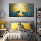 Vibrant Peacock Forest Wall Art Canvas Office Home Room Framed 80x45cm