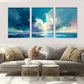 3pcs Dreamlike Seascape Bright Metal Print Ready to Hang Art