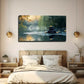 Sunlit Trees & Lotus Flowers Wall Art Canvas Office Home Room Framed 120x60cm