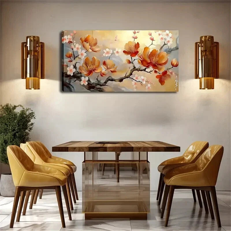Flowers Distributed Branches Wall Art Canvas Office Home Room Framed 120x60cm