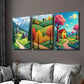 3pcs Village & Mountain Landscape Vibrant Autumn Wall Art Set Canvas Framed 40x60cm - High Quality Print 100% Australian Made Wall Canvas Ready to Hang
