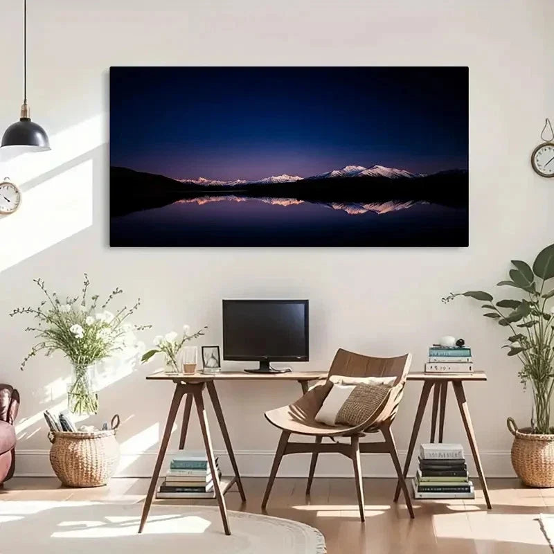 Serene Lake & Mountain Scenery Wall Art Canvas Office Home Room Framed 120x60cm
