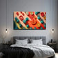 Abstract Pineapple Orange Wall Art Canvas Office Home Room Framed 80x45cm