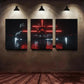 3pcs Modern Abstract Red & Black Lightning Storm Metal Print Ready to Hang Art