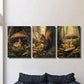 3pcs Squirrel Fox Mouse & Mushrooms Flowers Wall Art Set Canvas Framed 40x60cm - High Quality Print 100% Australian Made Wall Canvas Ready to Hang