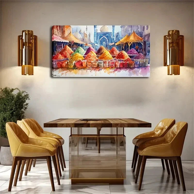 Colorful Rice Grains Piled Wall Art Canvas Office Home Room Framed 80x45cm