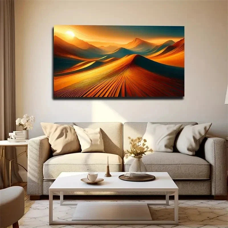 Spectacular Desert Sunset Deco Wall Art Canvas Office Home Room Framed 120x60cm