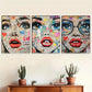 3pcs Pop-Art Style Female Face Triptych  Wall Art Set Canvas Framed 40x60cm - High Quality Print 100% Australian Made Wall Canvas Ready to Hang