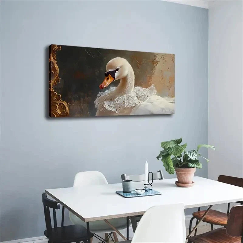 Swan Exquisite White Lace Wall Art Canvas Office Home Room Framed 120x60cm