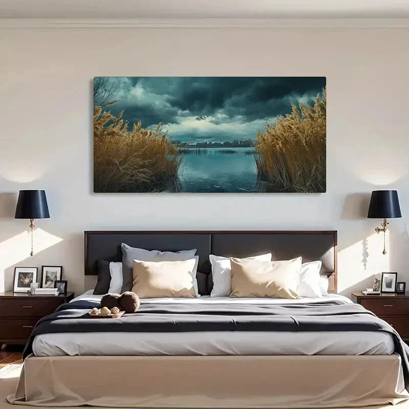Coastal Sunset Serene Ocean Wall Art Canvas Office Home Room Framed 80x45cm