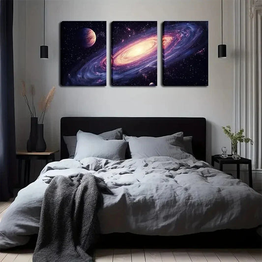 3pcs Romantic Purple charm Nebula Modern Wall Art Set Canvas Framed 40x60cm - High Quality Print 100% Australian Made Wall Canvas Ready to Hang