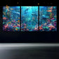 3pcs Ocean Breeze Underwater Dolphin & Coral Reef Metal Print Ready to Hang Art