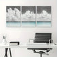 3pcs White Spread Clouds Blue Water Beach Metal Print Ready to Hang Art