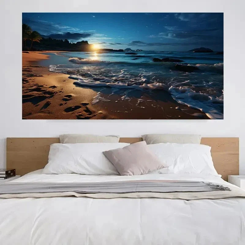 Serene Evening Seascape Wall Art Canvas Office Home Room Framed 120x60cm