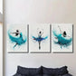 3pcs Blue Color Splashing Ballet Dance Wall Art Set Canvas Framed 40x60cm - High Quality Print 100% Australian Made Wall Canvas Ready to Hang