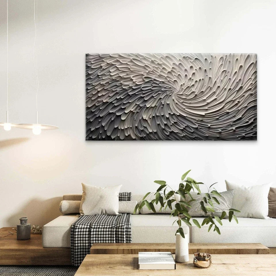 Feathered Motion Wall Art Canvas Office Home Room Framed 80x45cm