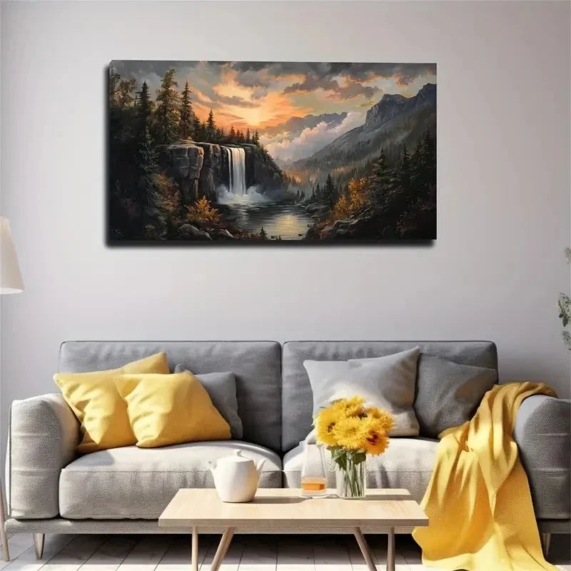 The Autumn Orange Forest Wall Art Canvas Office Home Room Framed 120x60cm