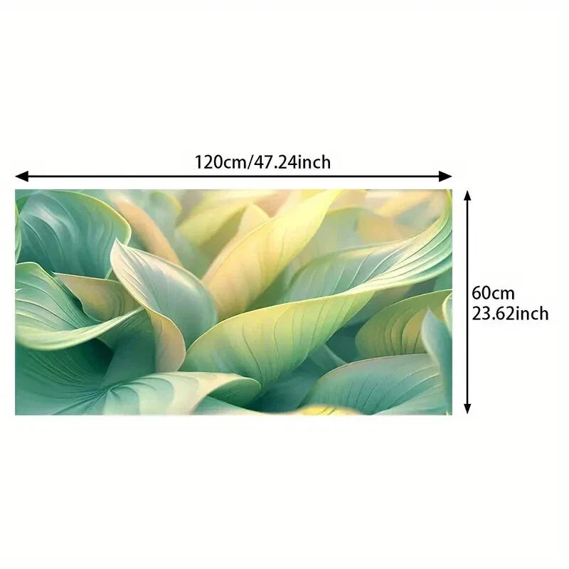 Vibrant Soft Green Leaves wall canvas office home room framed 120x60cm