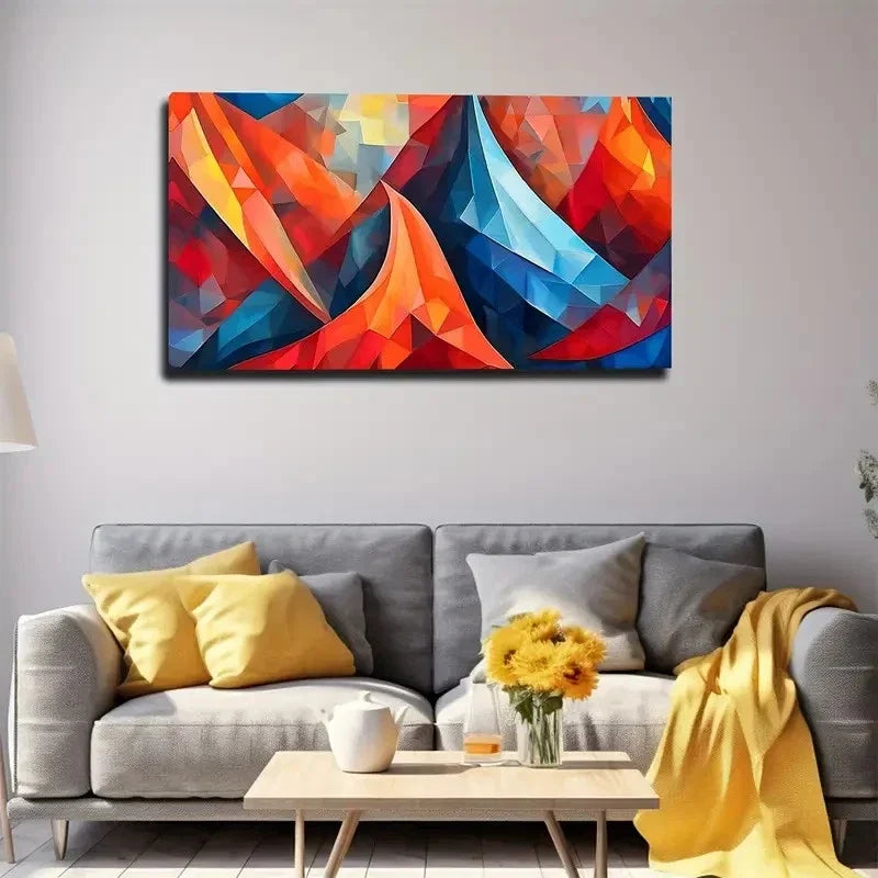 Geometric Landscape Wall Art Canvas Office Home Room Framed 120x60cm