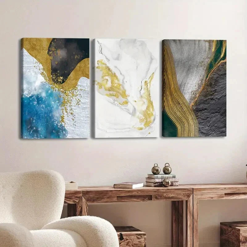 3pcs Fashion Retro Nordic Style Abstract color Wall Art Set Canvas Framed 40x60cm - High Quality Print 100% Australian Made Wall Canvas Ready to Hang