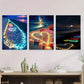 3pcs Vibrant Night Sky and Heart Stunning Wall Art Set Canvas Framed 40x60cm - High Quality Print 100% Australian Made Wall Canvas Ready to Hang