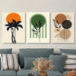 3pcs Tropical Palm Tree, Green Leaves Orange Wall Art Set Canvas Framed 40x60cm - High Quality Print 100% Australian Made Wall Canvas Ready to Hang