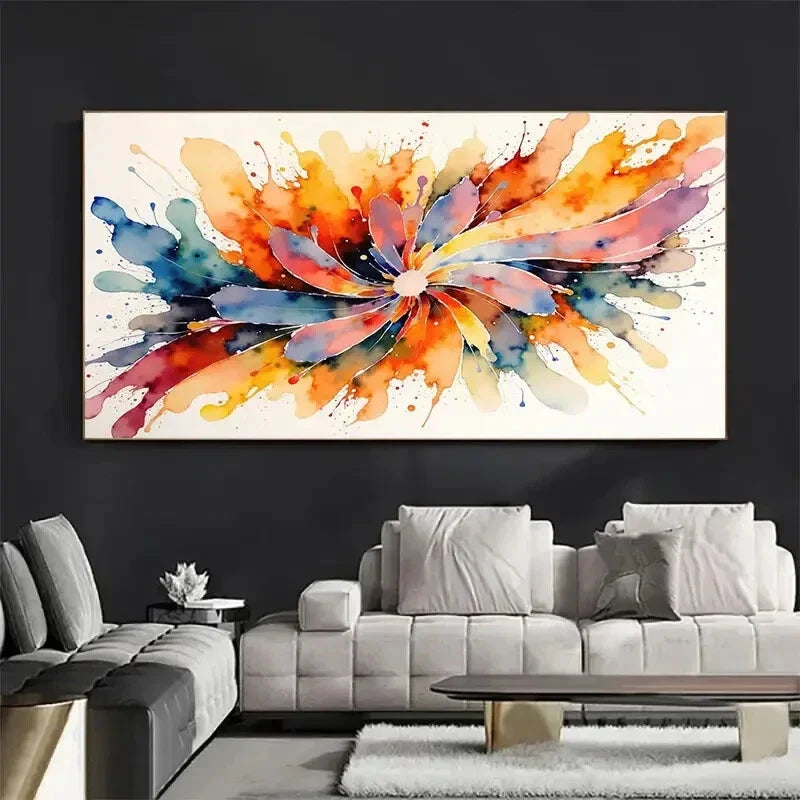 Abstract Retro Colorful wall canvas office home room framed 80x45cm