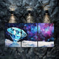 3pcs Stunning Blue Diamond Purple & White Theme Metal Print Ready to Hang Art