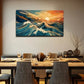 Abstract Sunrise Ocean Wall Art Canvas Office Home Room Framed 80x45cm