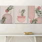 3pcs Geometric Line Art Featuring Natural Wall Art Set Canvas Framed 40x60cm - High Quality Print 100% Australian Made Wall Canvas Ready to Hang