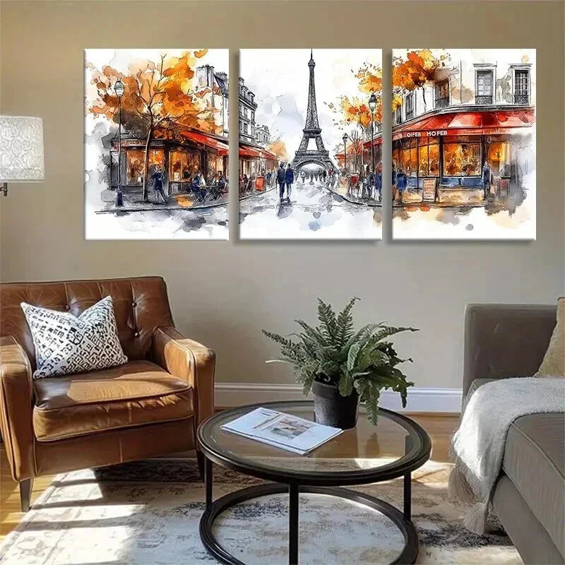 3pcs Eiffel Tower & Charming Parisian Perfect Wall Art Set Canvas Framed 40x60cm - High Quality Print 100% Australian Made Wall Canvas Ready to Hang