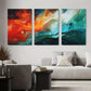 3pcs Vibrant Red, Blue & Green Swirl Design Metal Print Ready to Hang Art