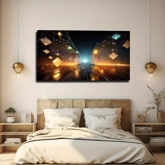 Futuristic Cityscape Wall Art Canvas Office Home Room Framed 120x60cm
