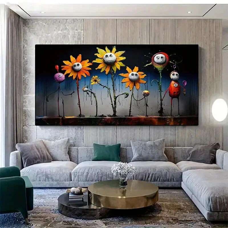 Vibrant Abstract Graffiti Wall Art Canvas Office Home Room Framed 80x45cm
