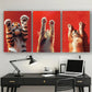 3pcs Playful Animal Paw Vibrant Metal Print Ready to Hang Art