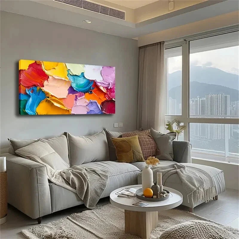 Vibrant Multicolor Interweaving Wall Art Canvas Office Home Room Framed 120x60cm