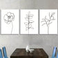 3pcs Modern Minimalist Botanical Black Line Wall Art Set Canvas Framed 40x60cm - High Quality Print 100% Australian Made Wall Canvas Ready to Hang