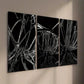 3pcs Black & White Abstract Quantum Entanglement Wall Art Set Canvas Framed 40x60cm - High Quality Print 100% Australian Made Wall Canvas Ready to Hang