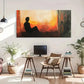 Contemplation Silhouette Sun Wall Art Canvas Office Home Room Framed 120x60cm